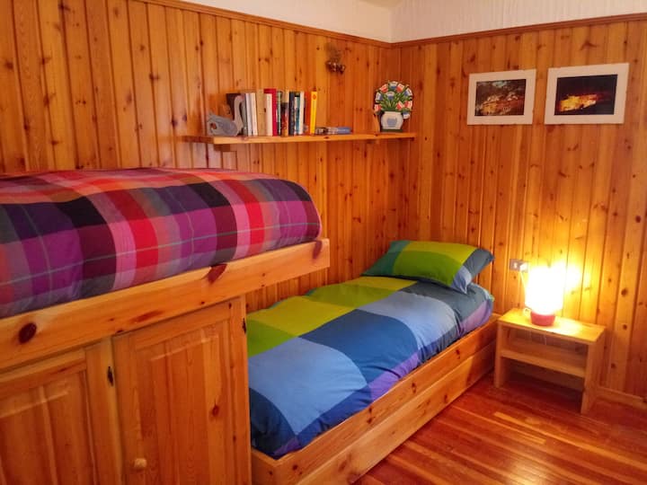 The second bedroom with two single beds