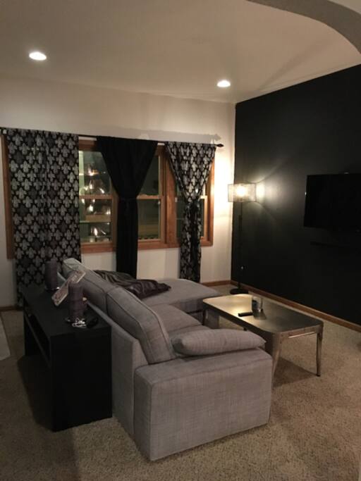 Looking into the living room from the dining area