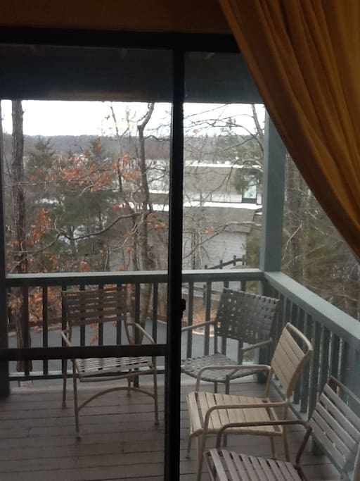 Lake view inside of room.