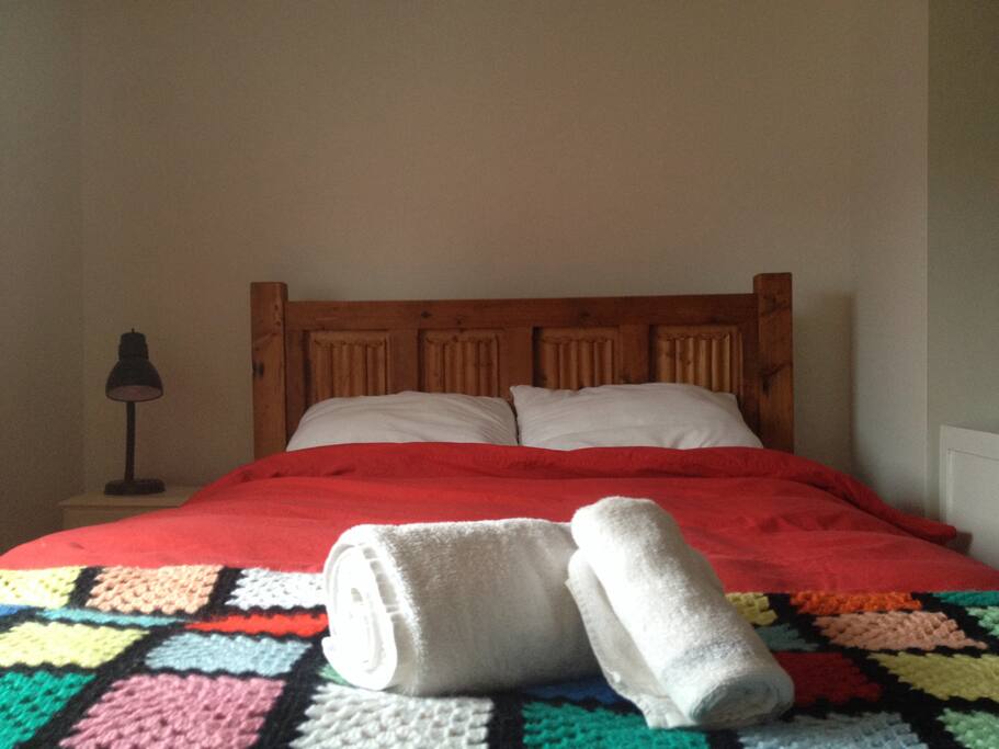 Hand made solid wood double bed.