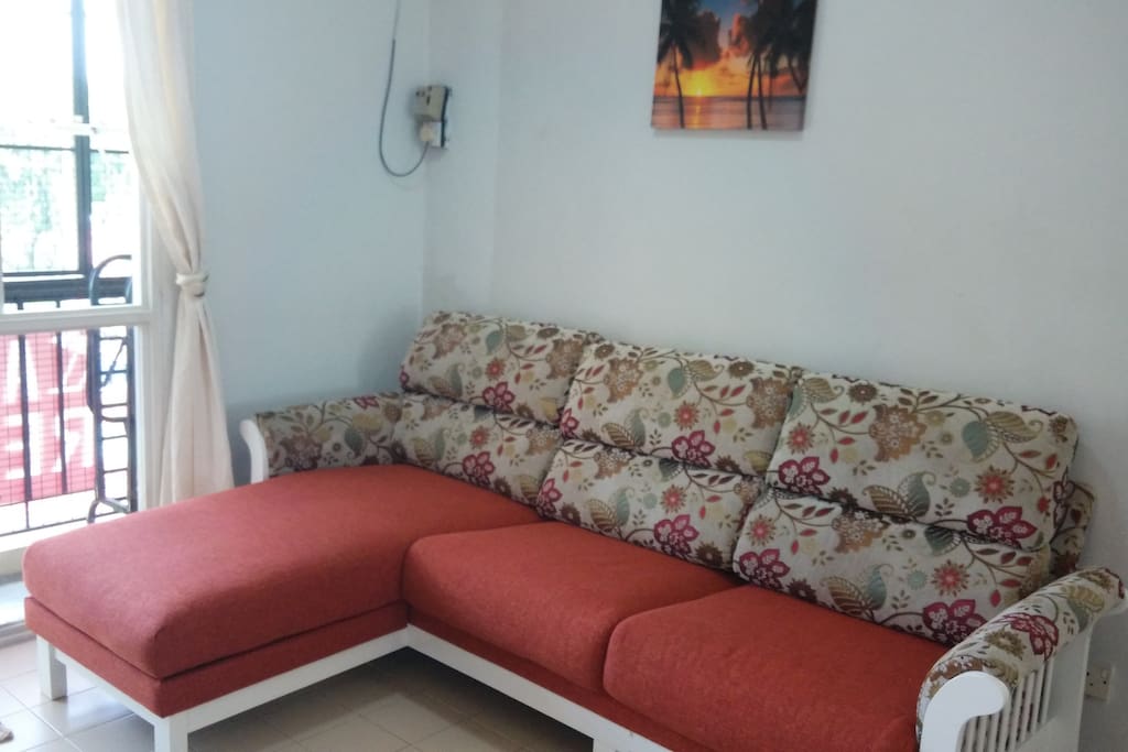 Brand new comfortable sofa chaise lounge beside balcony window for you to enjoy breezy day