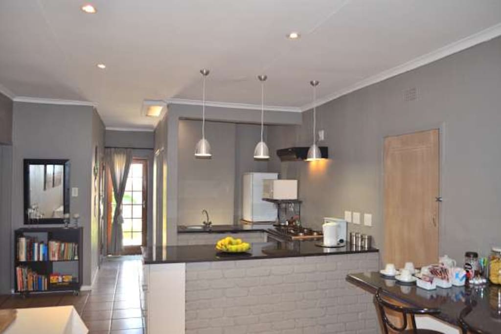 MacHaven's open plan kitchen from where we serve meals.