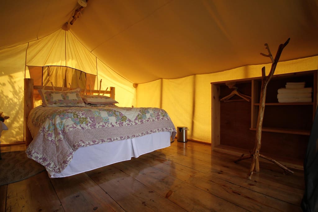 Inside one of our tents.