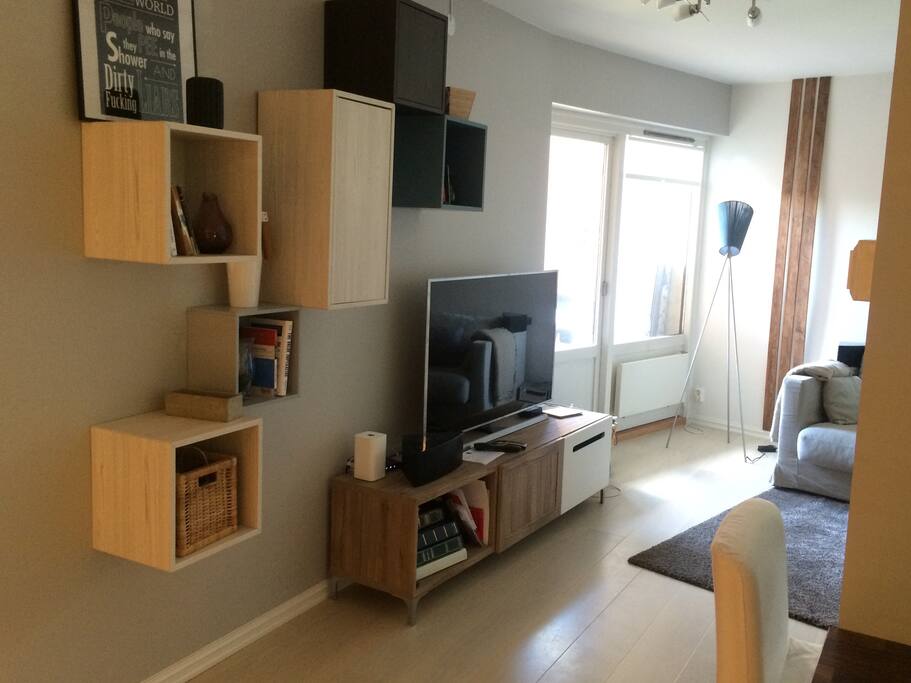 Apartment generally furbished with designer pieces.
