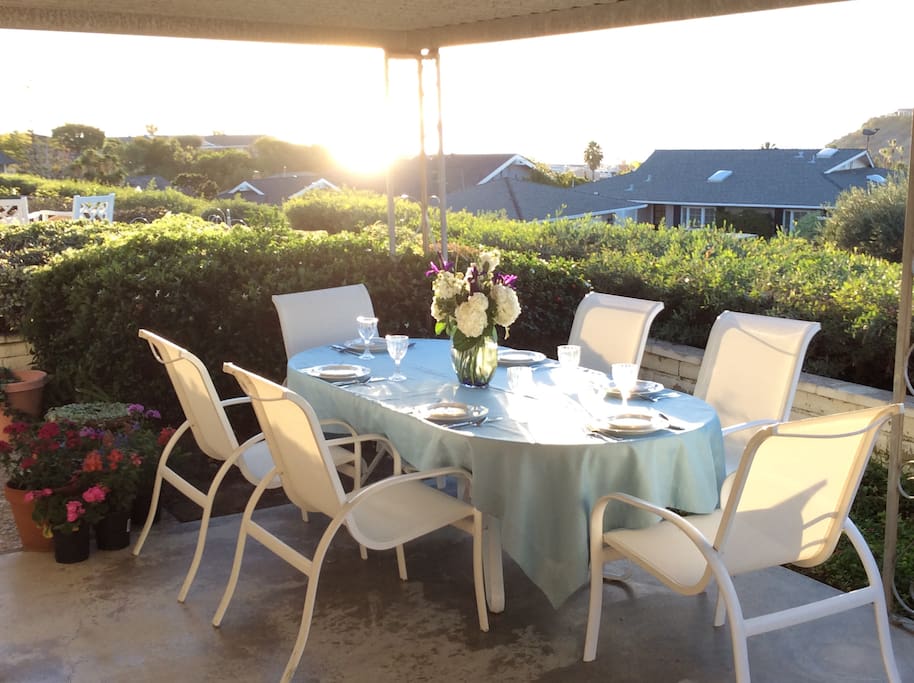 Dinner with an ocean view from deck