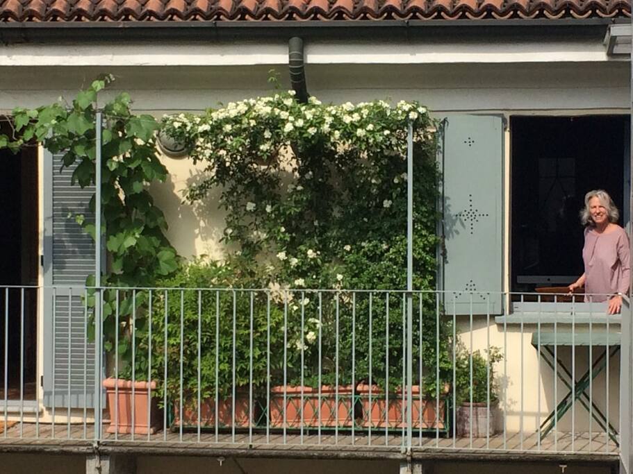 Balcony with flowers.