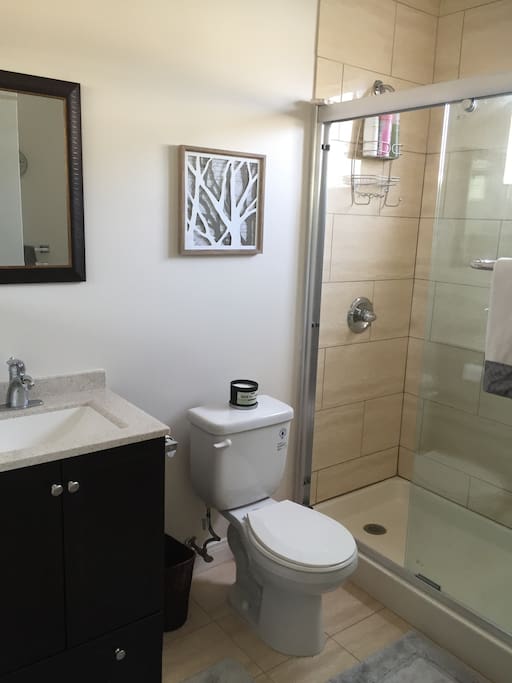 Your bathroom. Clean, large shower, equipped with hairdryer and other toiletries.