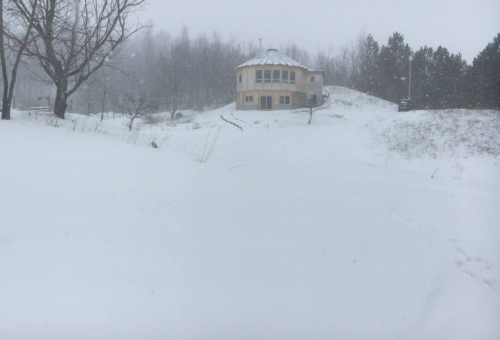 Snowfall all around.