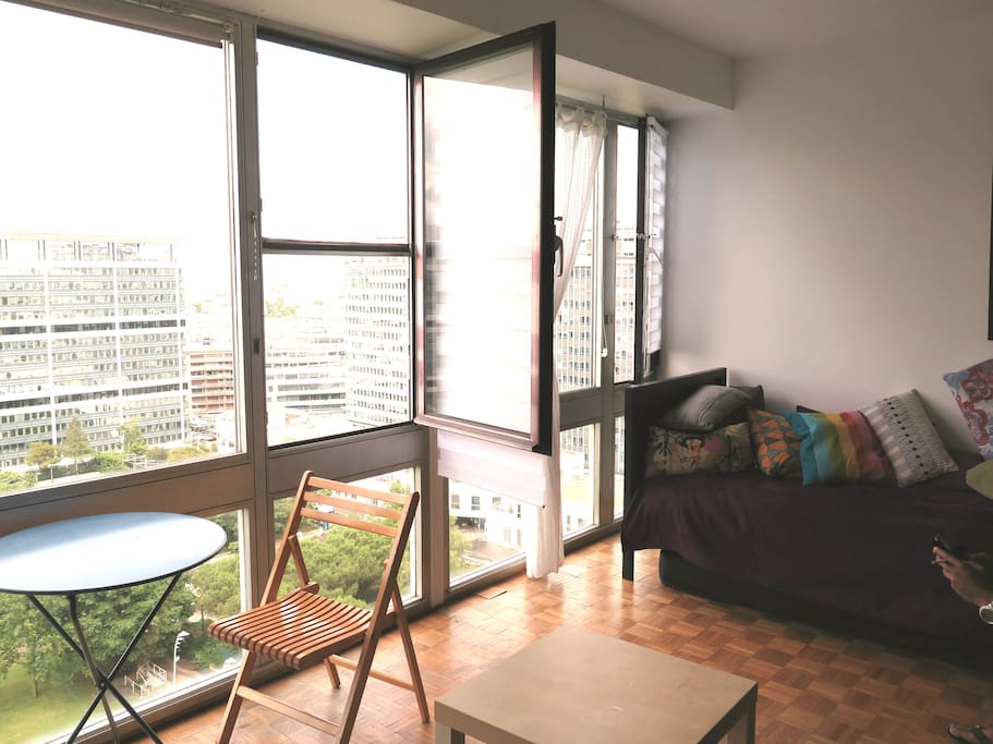 Living room with view on park