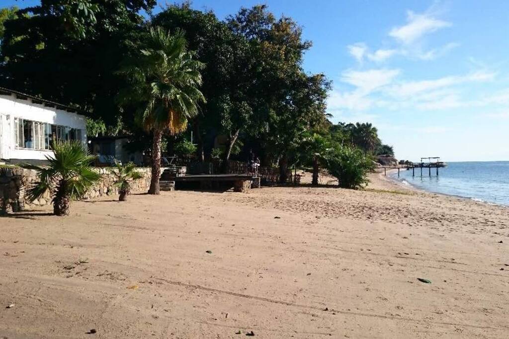 View of the beach and deck