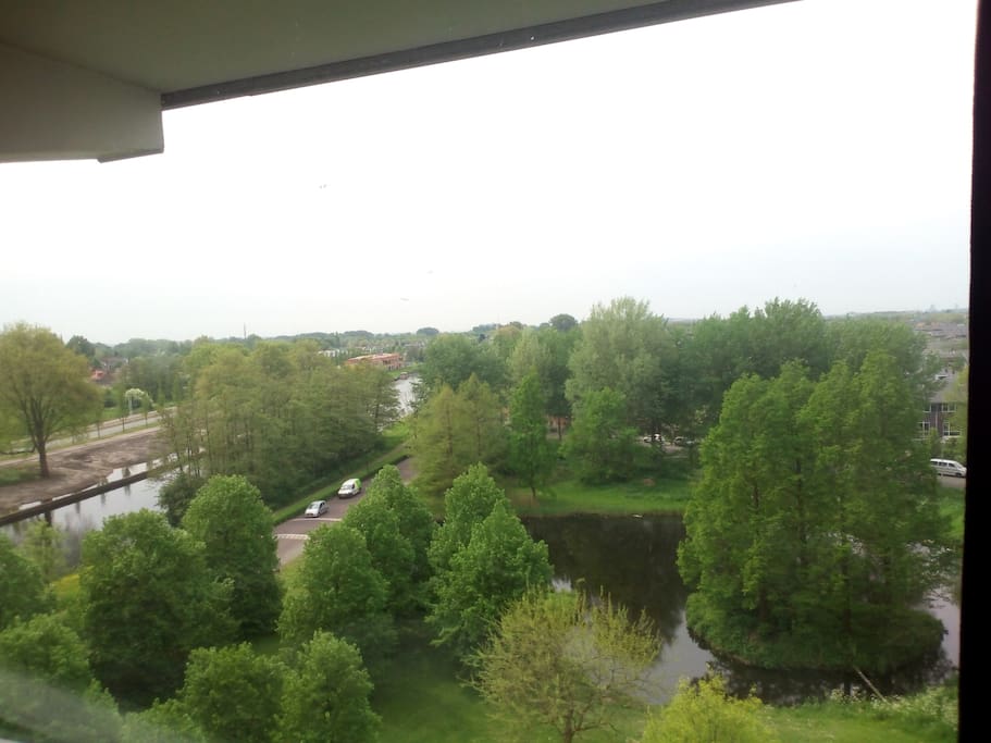 Beautiful sights from the room of the lake and the windmill of Sloten
