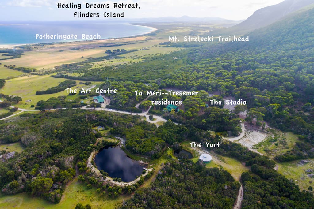 The Healing Dreams Property, with the Yurt and the Studio marked.