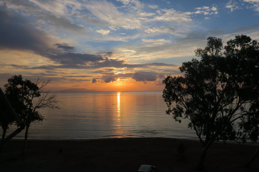 the beach in front of the house