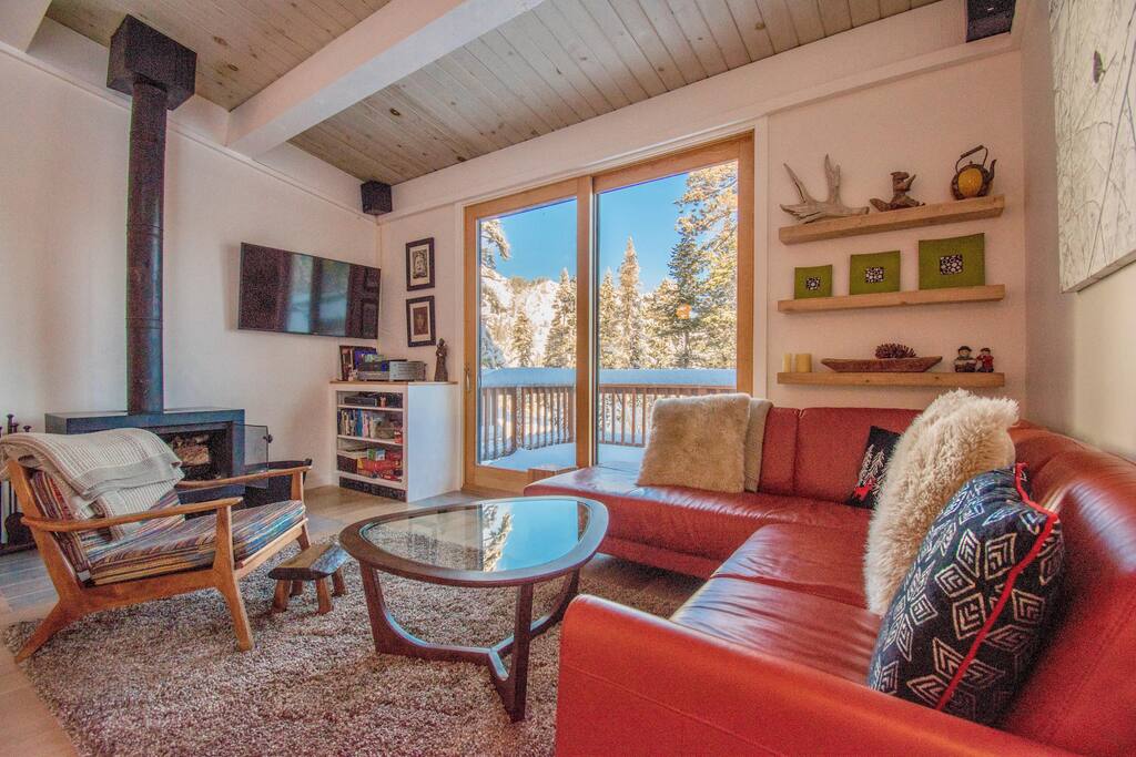 Beautiful view and a wood burning fireplace
