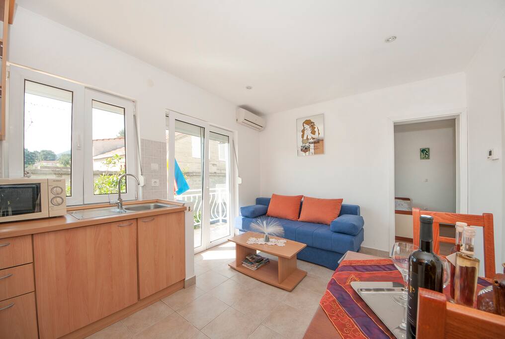 Kitchen and the dining area