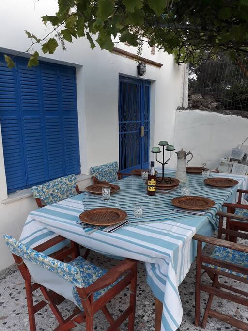 Outside eating area.