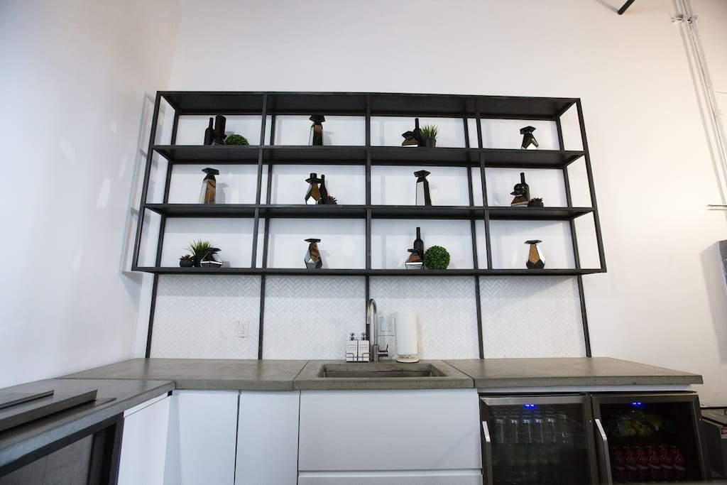 modern bar with concrete counter tops