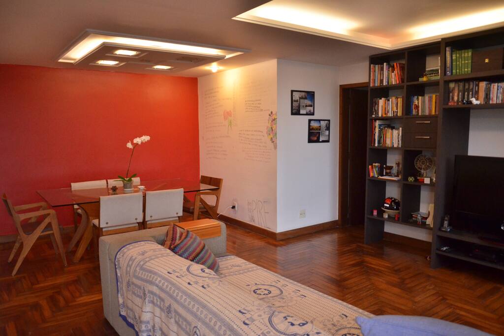 Large living room with dining room