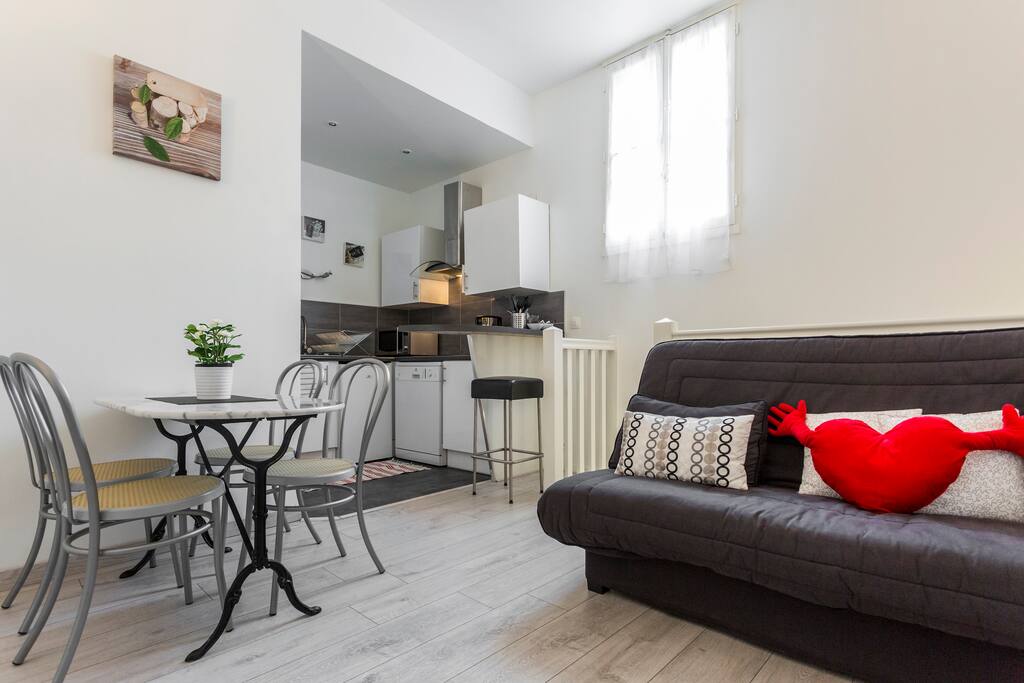 Séparément de la chambre à coucher, Clic clac 2 personnes avec matelas Dunlopilo "Grand confort"