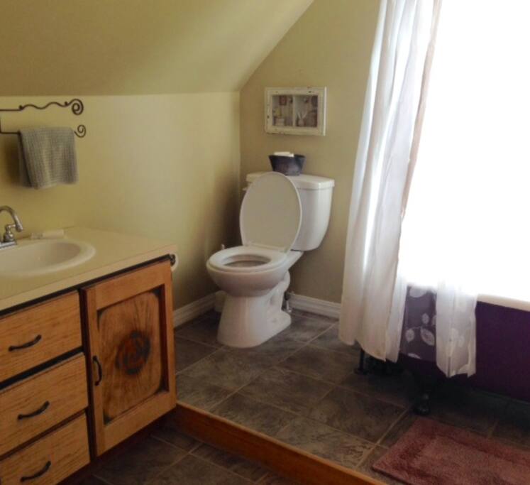 Claw foot tub in shared bathroom.