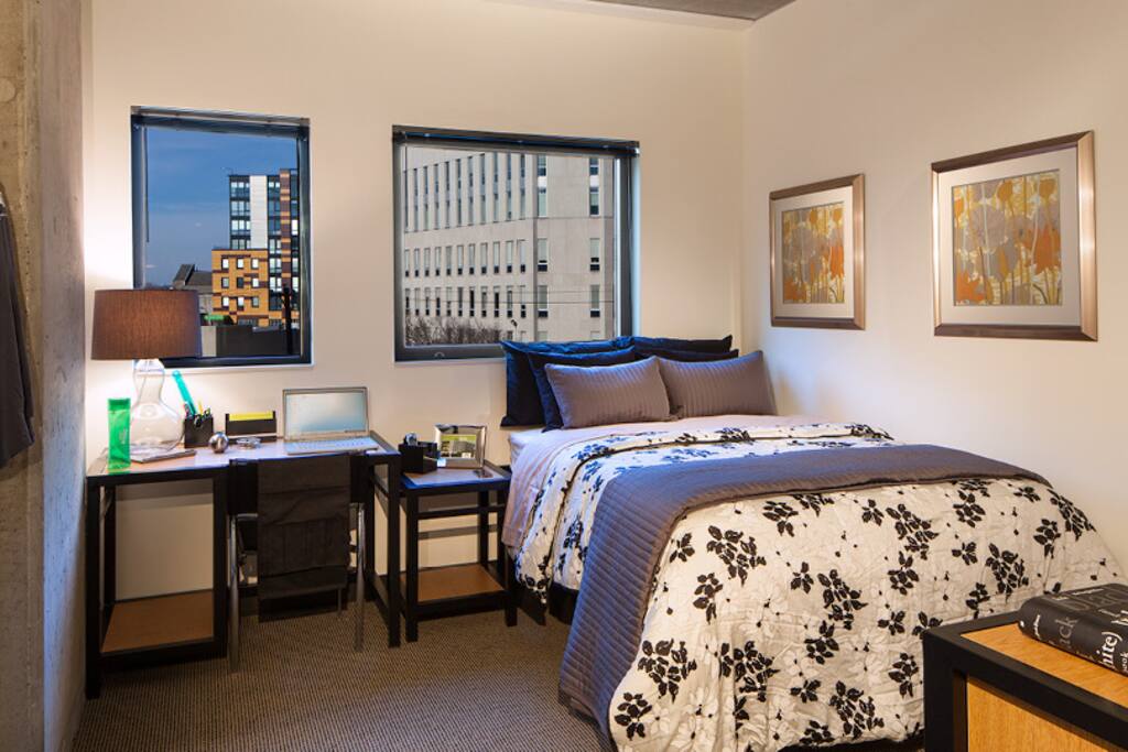 Typical regular-sized bedroom in apartment