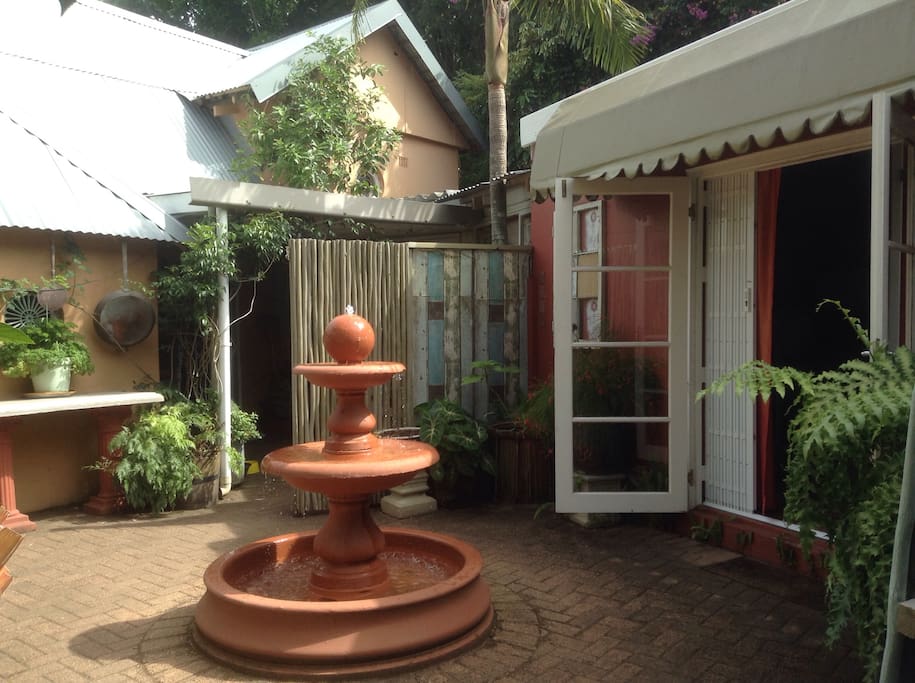 Courtyard in front of air-conditioned bedroom