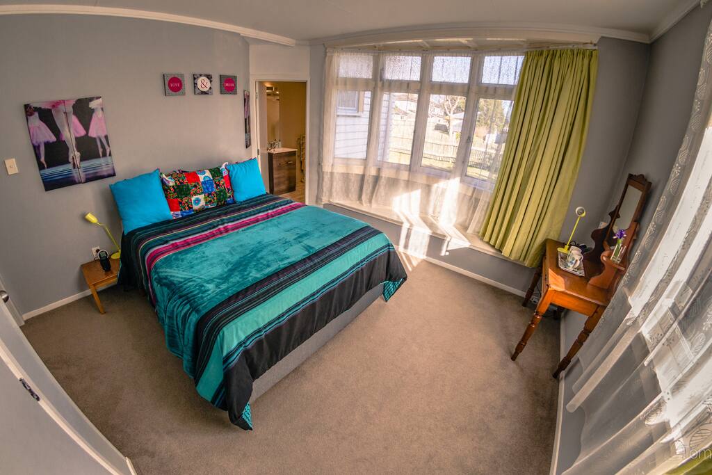King size bed with hotel-quality bedding