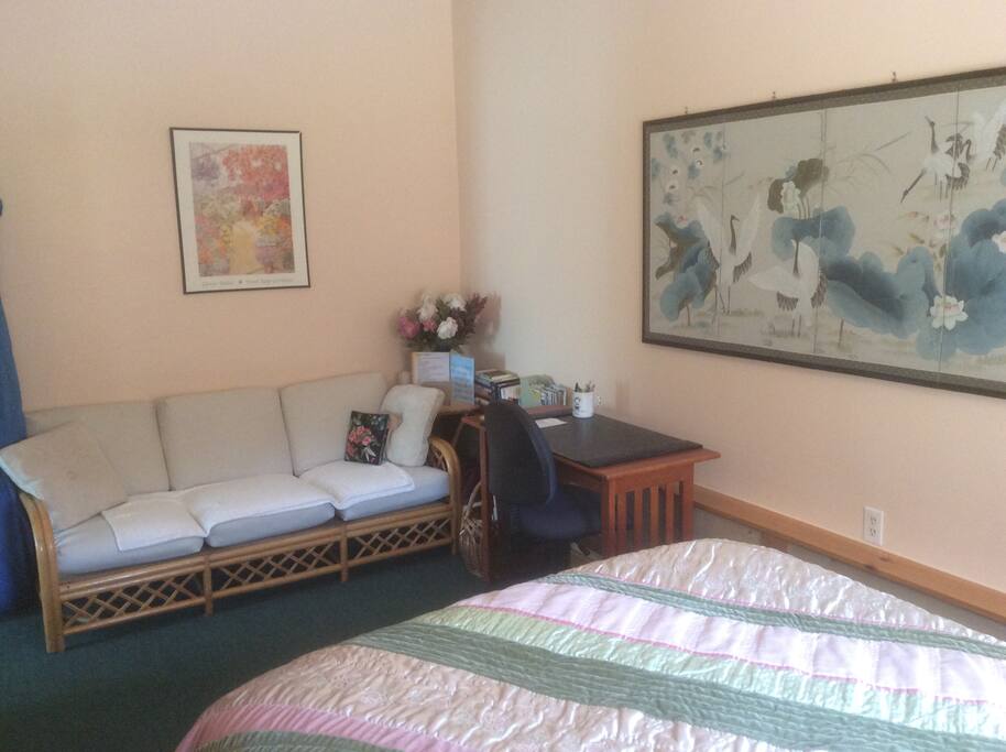 Couch and computer desk