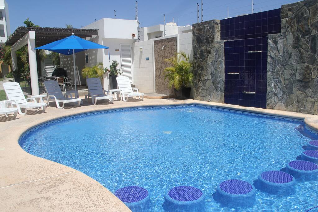 Pool and seating.