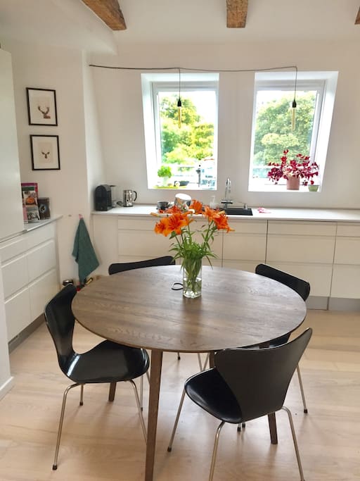 the kitchen area