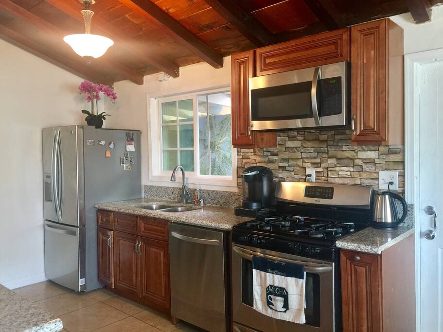 Kitchen with stainless steel appliances