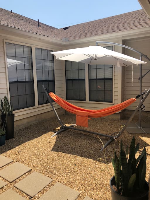 Relax in the hammock with some shade
