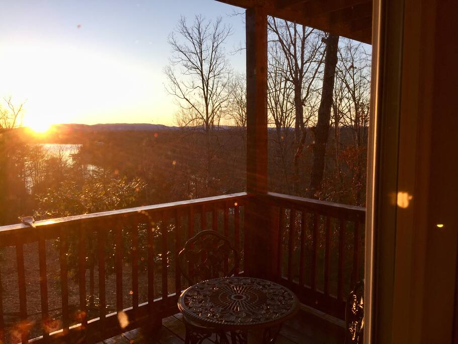 View of sunset from lower deck
