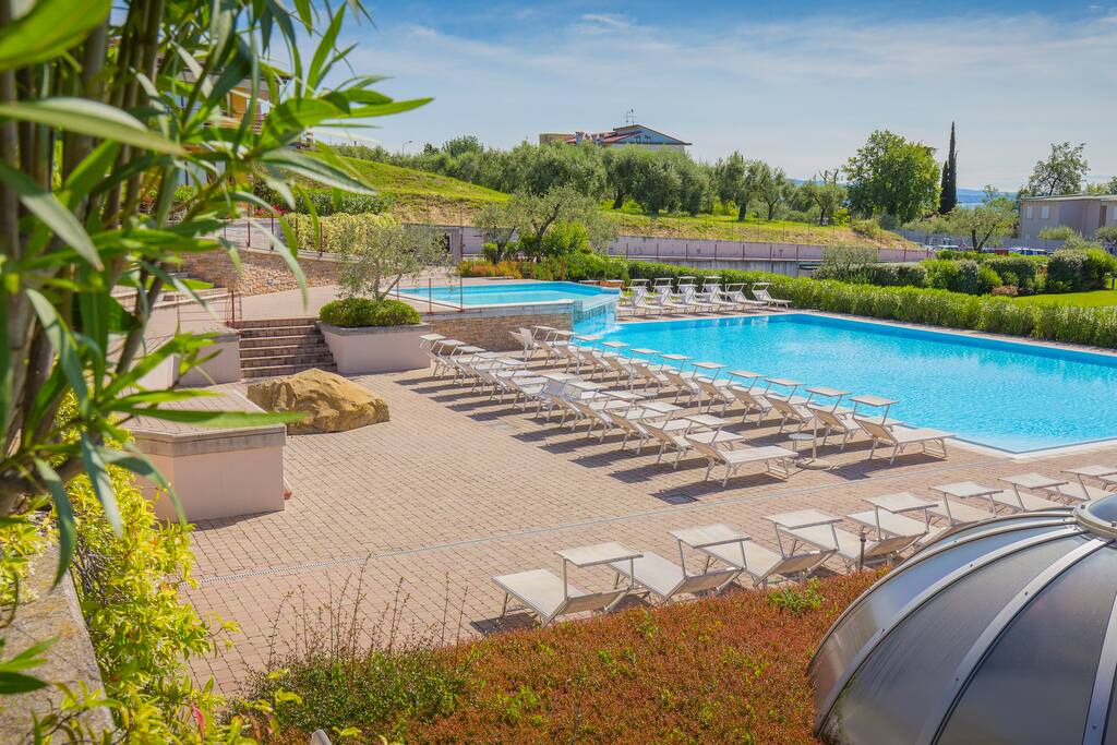 Large pool with lifeguard.