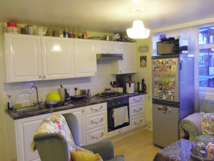 Guests have a space in the fridge to store their food and are allowed to use the kitchen to prepare their meals