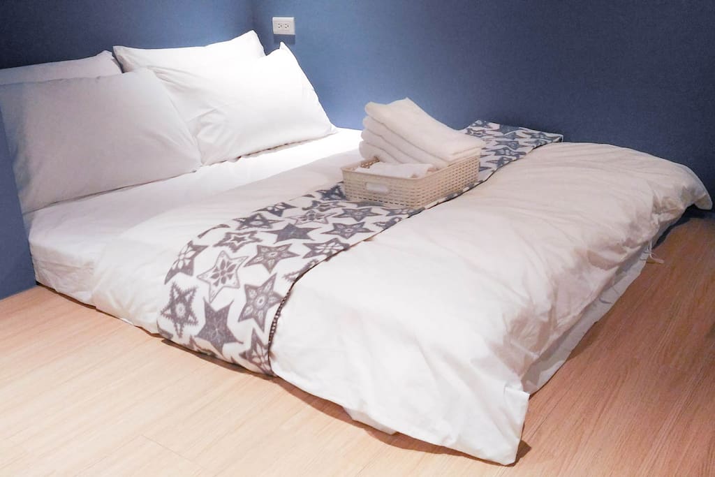 Double-bed with towels provided