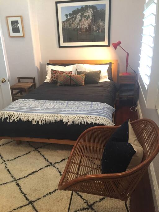 The stylish loft room-park view is a double bedroom featuring all natural textiles.