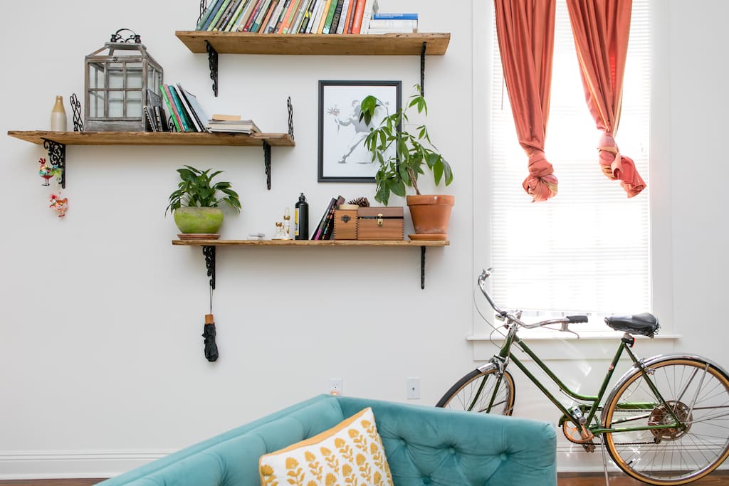 Our living room. Two bikes are available for guests to borrow.