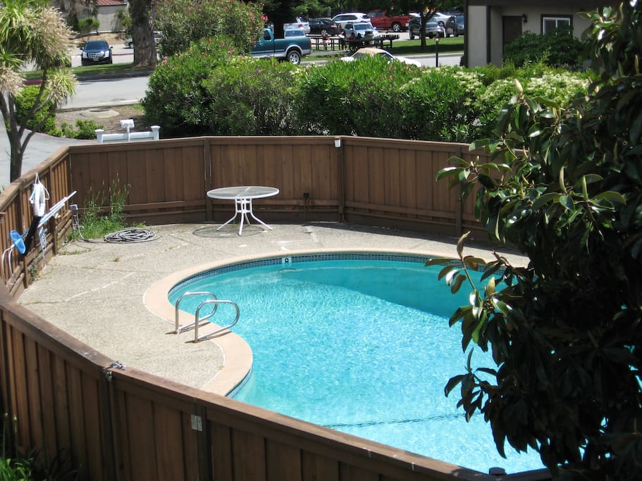 View of pool from the front door
