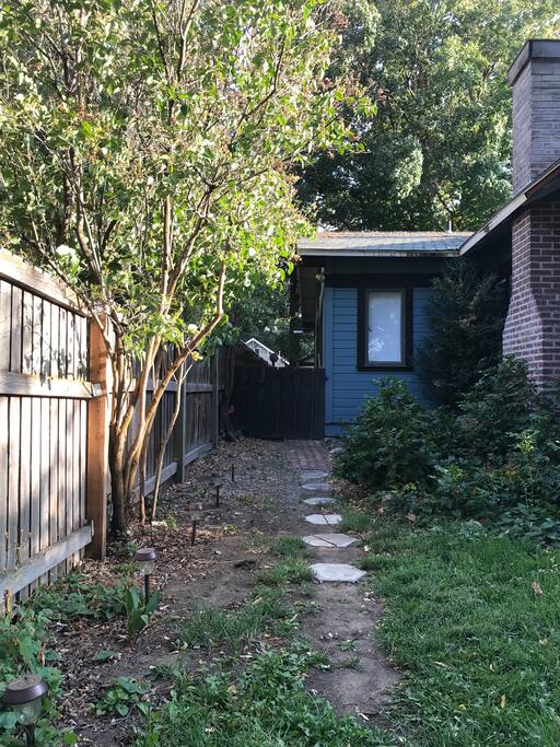 The private studio runs along the shaded and quiet east side of the house.