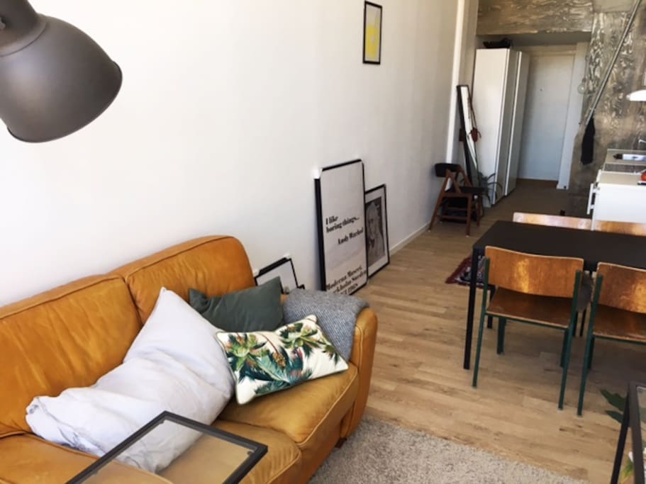 The living area with a very comfy little sofa