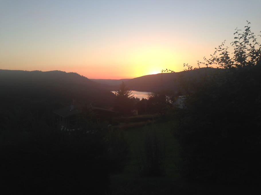 Coucher de soleil depuis la terrasse