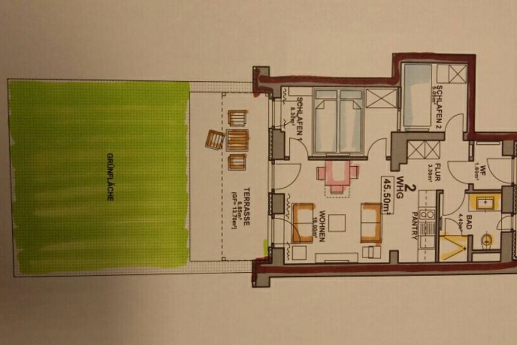 Grundriss unserer Wohnung
