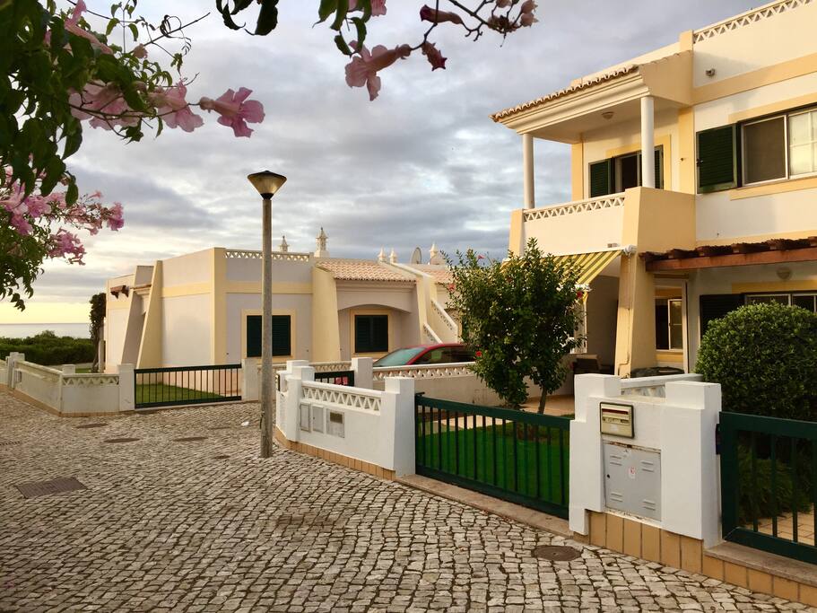 House view with sea in background.