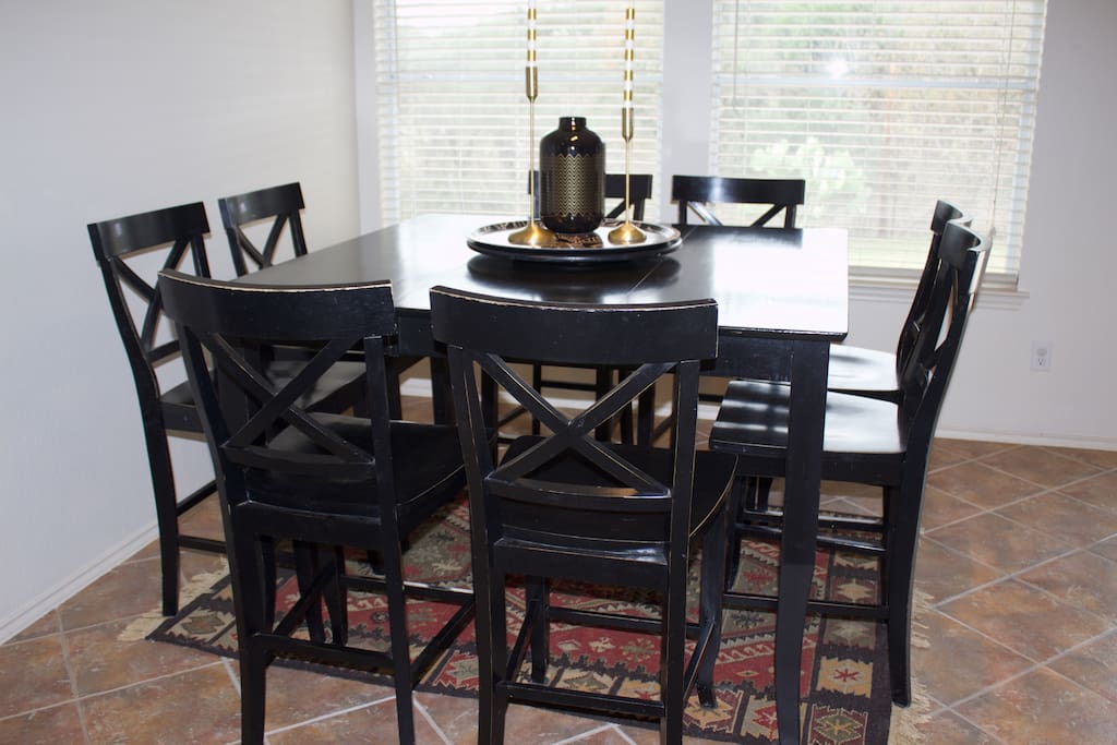 Dining for 8; great for playing board games