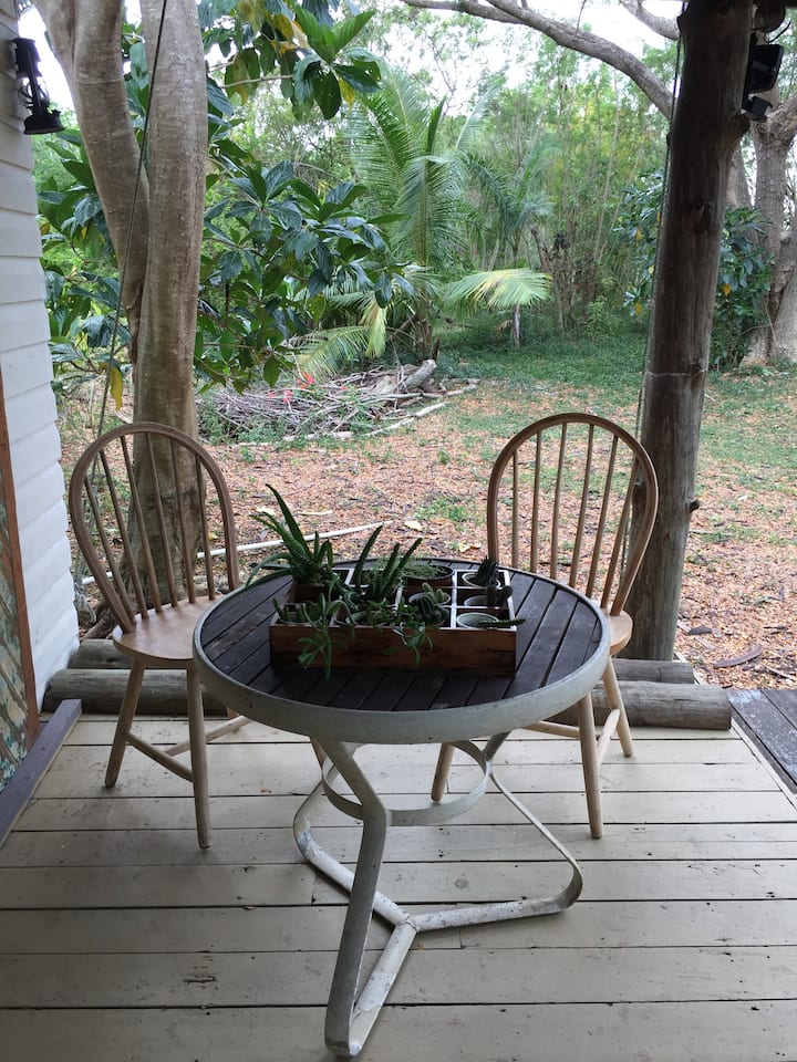 Private verandah under the trees, surrounded by the sounds of birds.  Catch up with work or relax with a book - the choice is yours - but you will be surrounded by nature. 