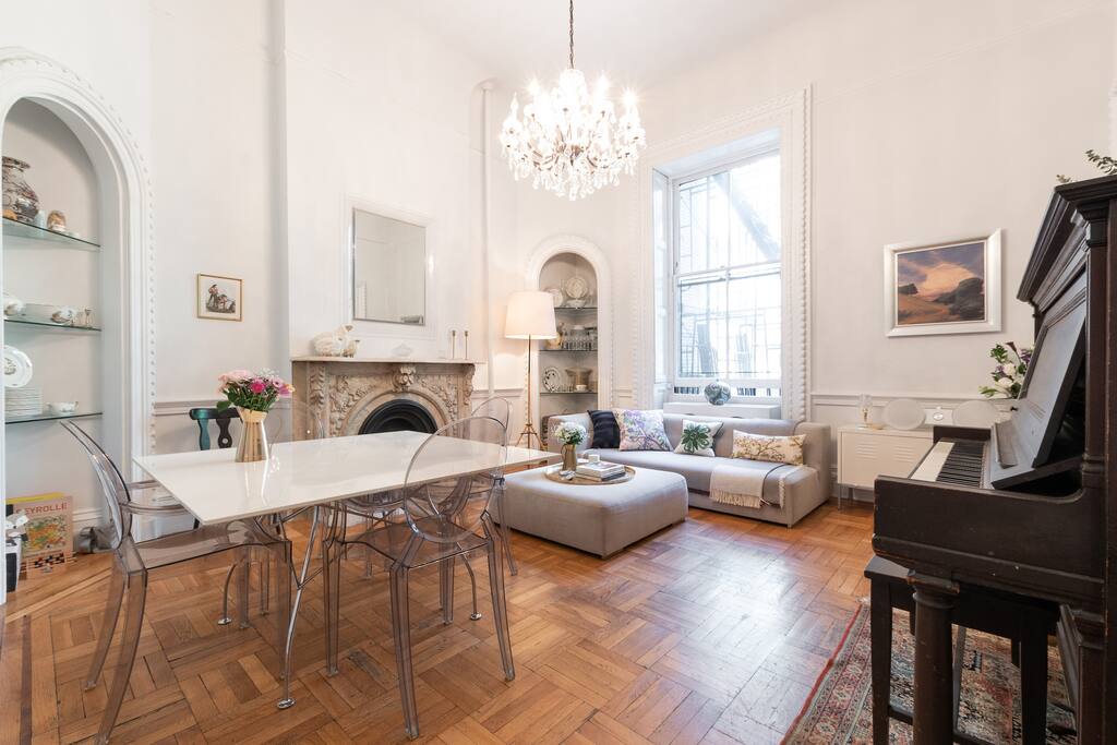 Living and Dining area with Steinway&Sons piano