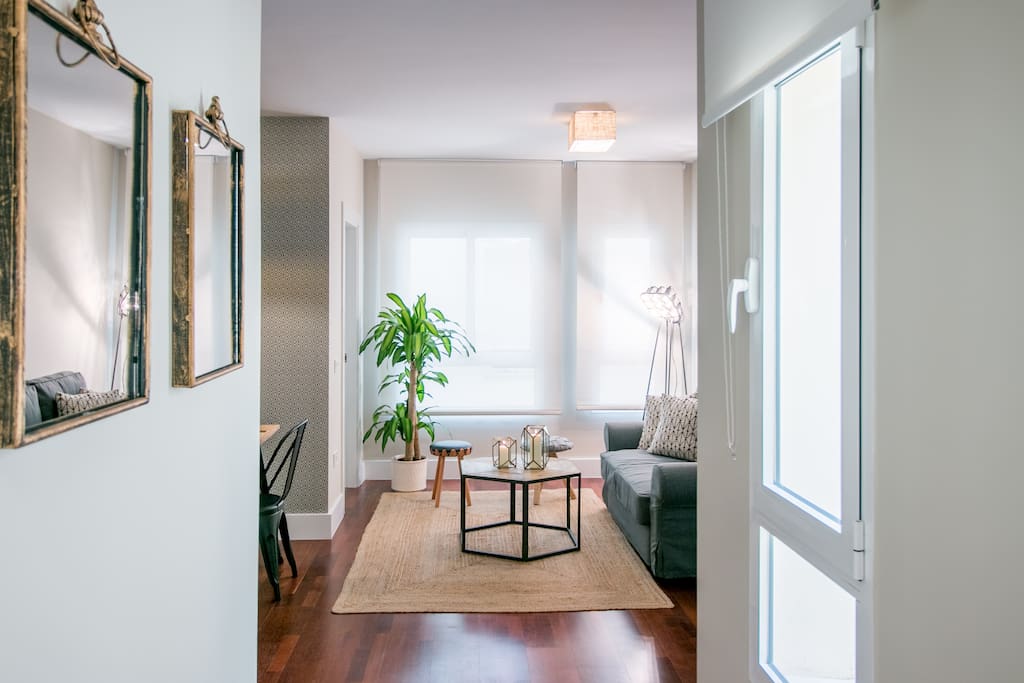 Vista del salón desde la puerta de entrada al apartamento.
