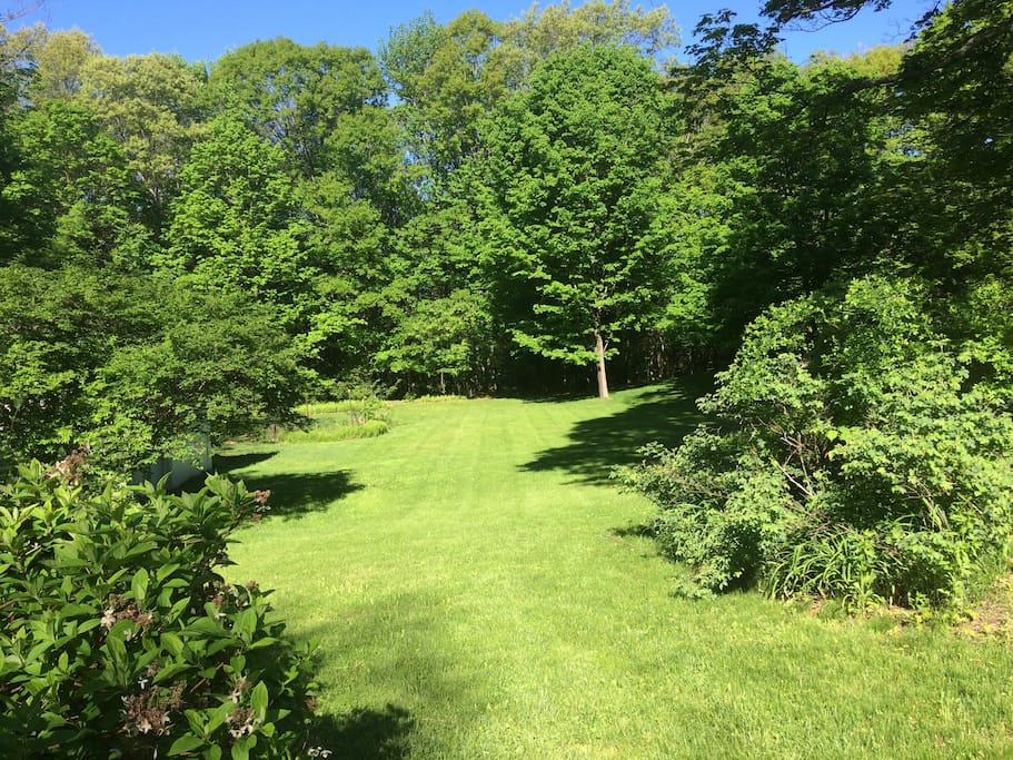 2 acre yard and gardens with abutting forest