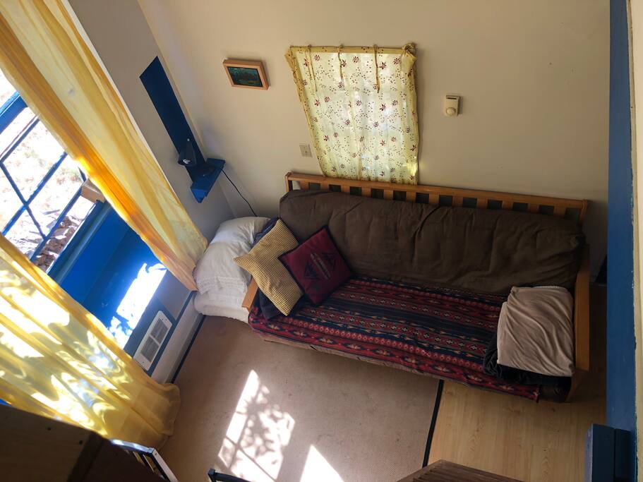 view looking down from loft